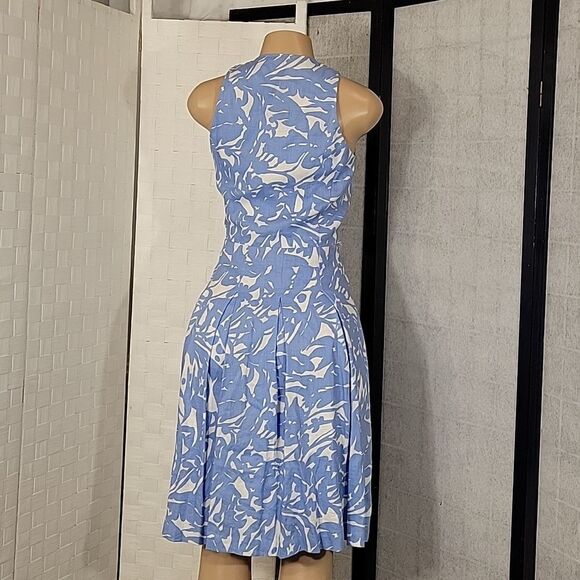 RALPH LAUREN PLEATED WRAP V-NECK SLEEVELESS HIDDEN SIDE ZIPPER DRESS - Picture 7 of 12